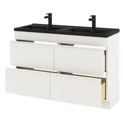Meuble Buanderie|GoodHome Meuble sous vasque à poser blanc mat l.120 x H.82 x P.45 cm, Imandra
