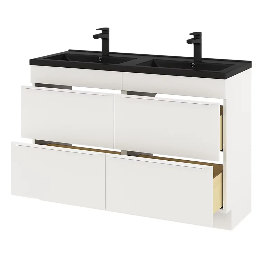 Meuble Buanderie|GoodHome Meuble sous vasque à poser blanc mat l.120 x H.82 x P.45 cm, Imandra