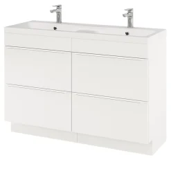 Meuble Buanderie|GoodHome Meuble sous vasque à poser blanc mat l.120 x H.82 x P.45 cm, Imandra