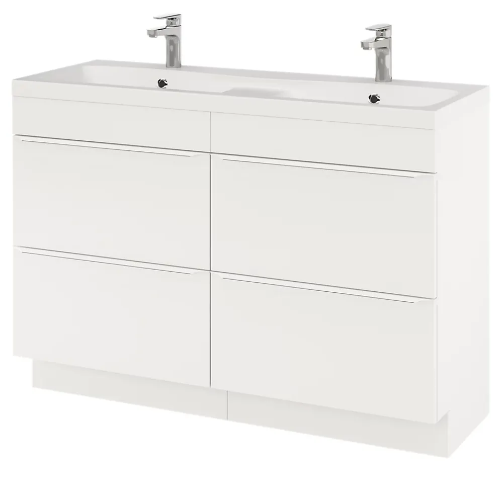 Meuble Buanderie|GoodHome Meuble sous vasque à poser blanc mat l.120 x H.82 x P.45 cm, Imandra