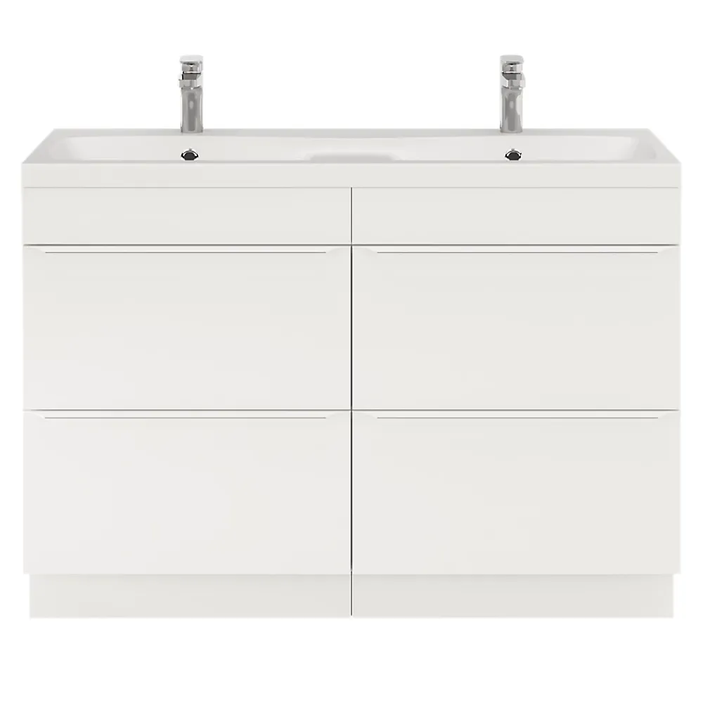 Meuble Buanderie|GoodHome Meuble sous vasque à poser blanc mat l.120 x H.82 x P.45 cm, Imandra