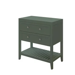GoodHome Meuble sous vasque à poser 2 tiroirs 1 niche vert mat l.80 x H.80,6 x P.45 cm, Perma