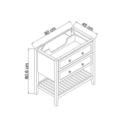 Meuble Buanderie|Meuble Sous-Vasque|GoodHome Meuble sous vasque à poser 2 tiroirs bleu mat L.80 x H.80 x P.45 cm, Perma