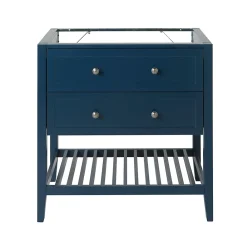 Meuble Buanderie|Meuble Sous-Vasque|GoodHome Meuble sous vasque à poser 2 tiroirs bleu mat L.80 x H.80 x P.45 cm, Perma