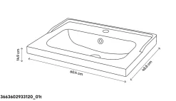Meuble Vasque|GoodHome Meuble sous vasque à poser 2 tiroirs 1 niche placage chêne l.60 cm Perma + plan vasque blanc Lana,