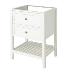 GoodHome Meuble sous vasque à poser 2 tiroirs 1 niche blanc mat l.60 cm, Perma