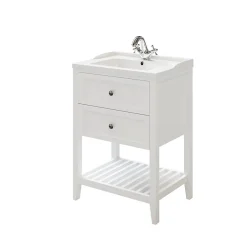 GoodHome Meuble sous vasque à poser 2 tiroirs 1 niche blanc mat l.60 cm, Perma