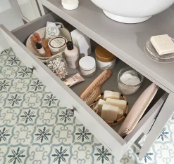 GoodHome Meuble sous vasque à poser 2 tiroirs 1 niche blanc mat l.60 cm, Perma