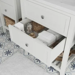 GoodHome Meuble sous vasque à poser 2 tiroirs 1 niche blanc mat l.60 cm, Perma