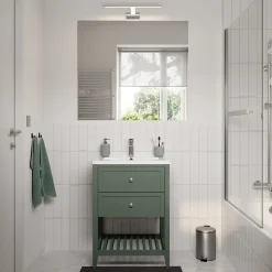 GoodHome Meuble sous vasque à poser l.60 cm vert + plan vasque Nira, Perma