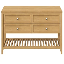 GoodHome Meuble sous vasque à poser 4 tiroirs placage chêne l.120 x H.80,6 x P.45 cm, Perma