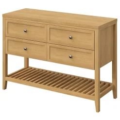 GoodHome Meuble sous vasque à poser 4 tiroirs placage chêne l.120 x H.80,6 x P.45 cm, Perma