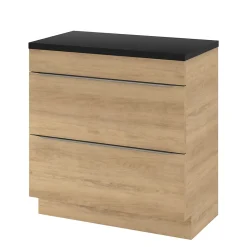 GoodHome Meuble sous vasque à poser effet chêne l.80 x H.60 x P.45 cm, Imandra