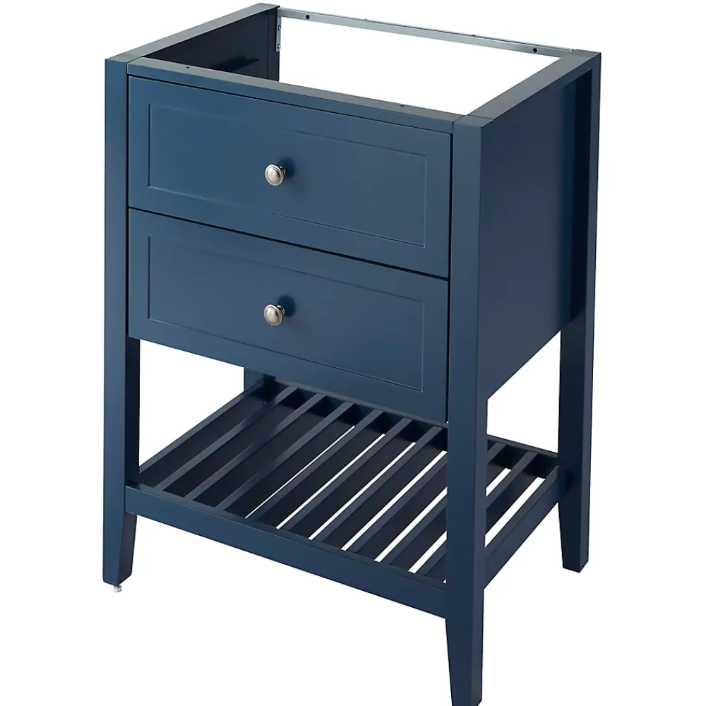 Meuble Buanderie|GoodHome Meuble sous vasque à poser 2 tiroirs bleu mat l.60 cm, Perma