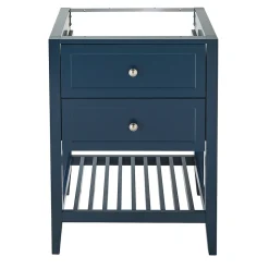 Meuble Buanderie|GoodHome Meuble sous vasque à poser 2 tiroirs bleu mat l.60 cm, Perma