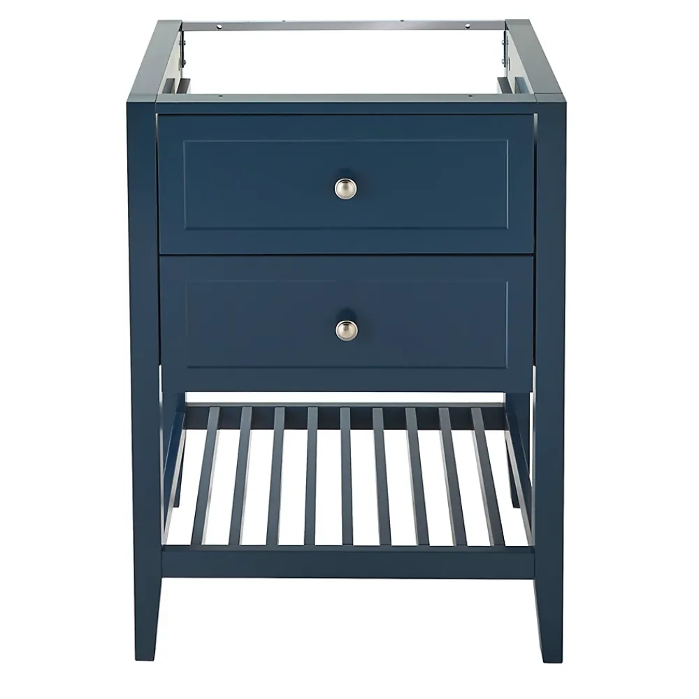 Meuble Buanderie|GoodHome Meuble sous vasque à poser 2 tiroirs bleu mat l.60 cm, Perma