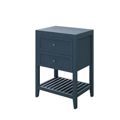 Meuble Buanderie|GoodHome Meuble sous vasque à poser 2 tiroirs bleu mat l.60 cm, Perma
