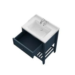 Meuble Buanderie|GoodHome Meuble sous vasque à poser 2 tiroirs bleu mat l.60 cm, Perma