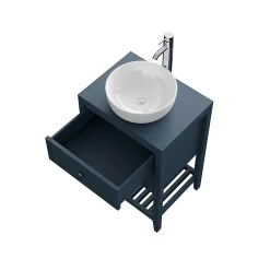 Meuble Buanderie|GoodHome Meuble sous vasque à poser 2 tiroirs bleu mat l.60 cm, Perma