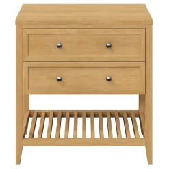 Meuble Buanderie|Meuble Sous-Vasque|GoodHome Meuble sous vasque à poser 2 tiroirs placage chêne l.80 x H.80,6 x P.45 cm, Perma
