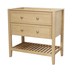 Meuble Buanderie|Meuble Sous-Vasque|GoodHome Meuble sous vasque à poser 2 tiroirs placage chêne l.80 x H.80,6 x P.45 cm, Perma
