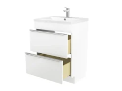 GoodHome Meuble sous vasque à poser blanc brillant l.60 x H.82 x P.45 cm, Imandra