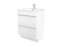 GoodHome Meuble sous vasque à poser blanc brillant l.60 x H.82 x P.45 cm, Imandra