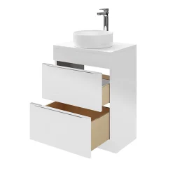 GoodHome Meuble sous vasque à poser blanc brillant l.60 x H.82 x P.45 cm, Imandra