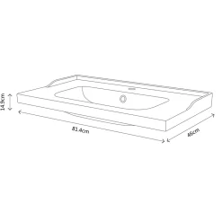 GoodHome Meuble sous vasque à poser 2 tiroirs 1 niche placage chêne l.80 cm Perma + plan vasque blanc Lana,
