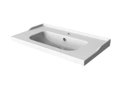GoodHome Meuble sous vasque à poser 2 tiroirs 1 niche placage chêne l.80 cm Perma + plan vasque blanc Lana,