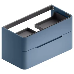 Meuble sous vasque à suspendre Alba bleu mat version centre L. 104 x H. 55 x P. 50,5 cm
