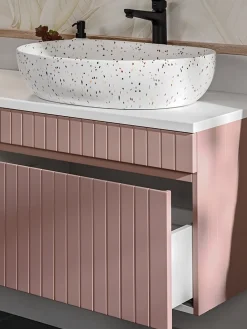 Furnidea Meuble sous vasque à suspendre ICONIC rose 60 cm