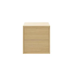 GoodHome Meuble sous vasque à suspendre Avela placage chêne 60 cm + plan de toilette Avela