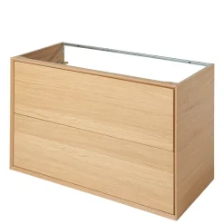GoodHome Meuble sous vasque à suspendre Avela placage chêne 100 cm
