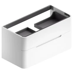 Meuble sous vasque à suspendre Alba blanc mat version centre L. 104 x H. 55 x P. 50,5 cm