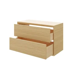 GoodHome Meuble sous vasque à suspendre Avela placage chêne 100 cm + plan de toilette Avela