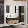 Meuble Vasque|Decotec Meuble sous vasque à suspendre Archi noir mat 120 cm + plan vasque en Céramyl® pour 2 mitigeurs