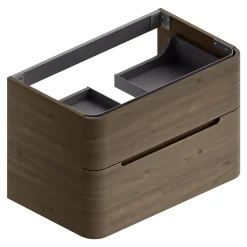 Meuble sous vasque à suspendre Alba décor noyer L. 84 x H. 55 x P. 50,5 cm
