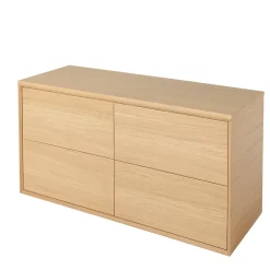 Meuble Vasque|Meuble Buanderie|GoodHome Meuble sous vasque à suspendre Avela placage chêne 120 cm + plan de toilette Avela