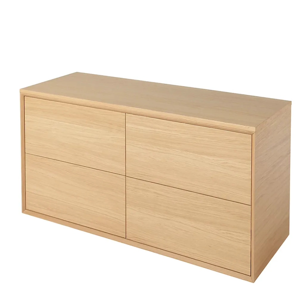 Meuble Vasque|Meuble Buanderie|GoodHome Meuble sous vasque à suspendre Avela placage chêne 120 cm + plan de toilette Avela