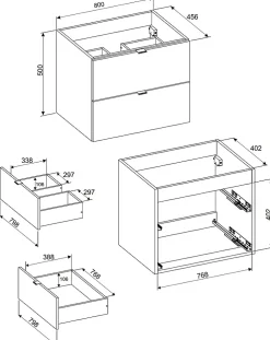 Furnidea Meuble sous vasque à suspendre DALIA CACHEMIRE 80 cm