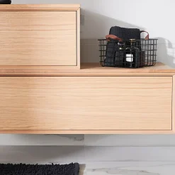 GoodHome Meuble sous vasque 1 tiroir à suspendre Avela placage chêne 100 cm