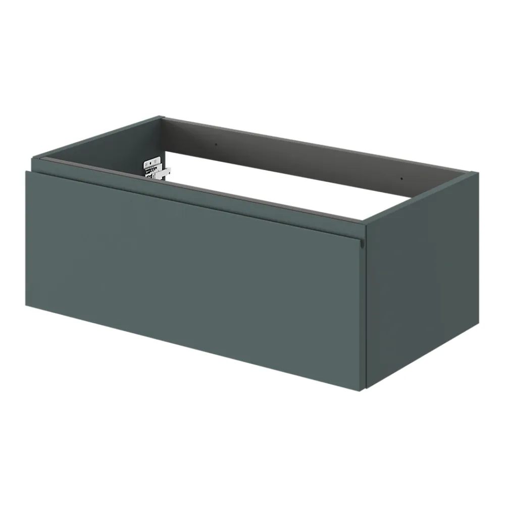 GoodHome Meuble sous vasque 1 tiroir avec poignée intégrée l.80 x H.30 x P.45 cm vert forêt Kentia