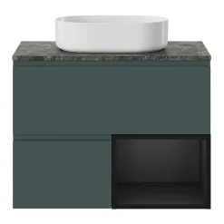 GoodHome Meuble sous vasque 1 tiroir avec poignée intégrée l.80 x H.30 x P.45 cm vert forêt Kentia