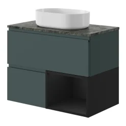 GoodHome Meuble sous vasque 1 tiroir avec poignée intégrée l.80 x H.30 x P.45 cm vert forêt Kentia