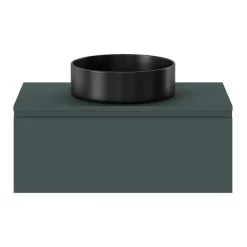 GoodHome Meuble sous vasque 1 tiroir avec poignée intégrée l.80 x H.30 x P.45 cm vert forêt Kentia