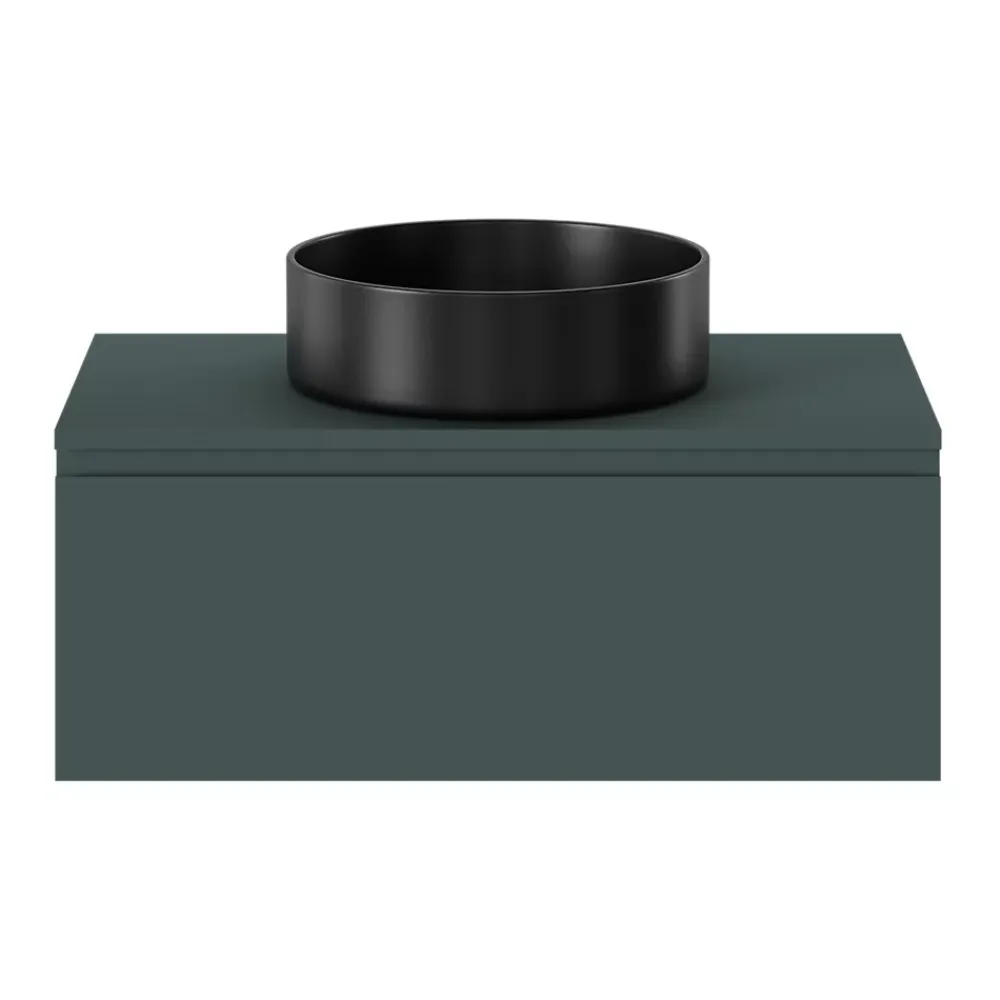 GoodHome Meuble sous vasque 1 tiroir avec poignée intégrée l.80 x H.30 x P.45 cm vert forêt Kentia