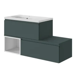 GoodHome Meuble sous vasque 1 tiroir avec poignée intégrée l.80 x H.30 x P.45 cm vert forêt Kentia