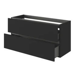GoodHome Meuble sous vasque 2 tiroirs sans poignées l.120 x H.60 x P.45 cm noir mat Kentia