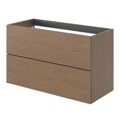 Meuble Sous-Vasque|GoodHome Meuble sous vasque 2 tiroirs sans poignées l.100 x H.60 x P.45 cm effet noyer Kentia